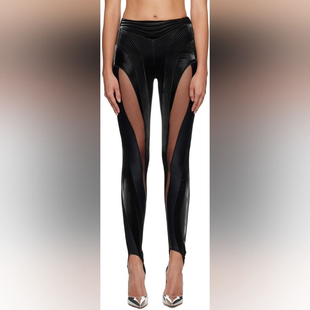 Mugler Illusion Faux Lather Pants Leggings 4 36